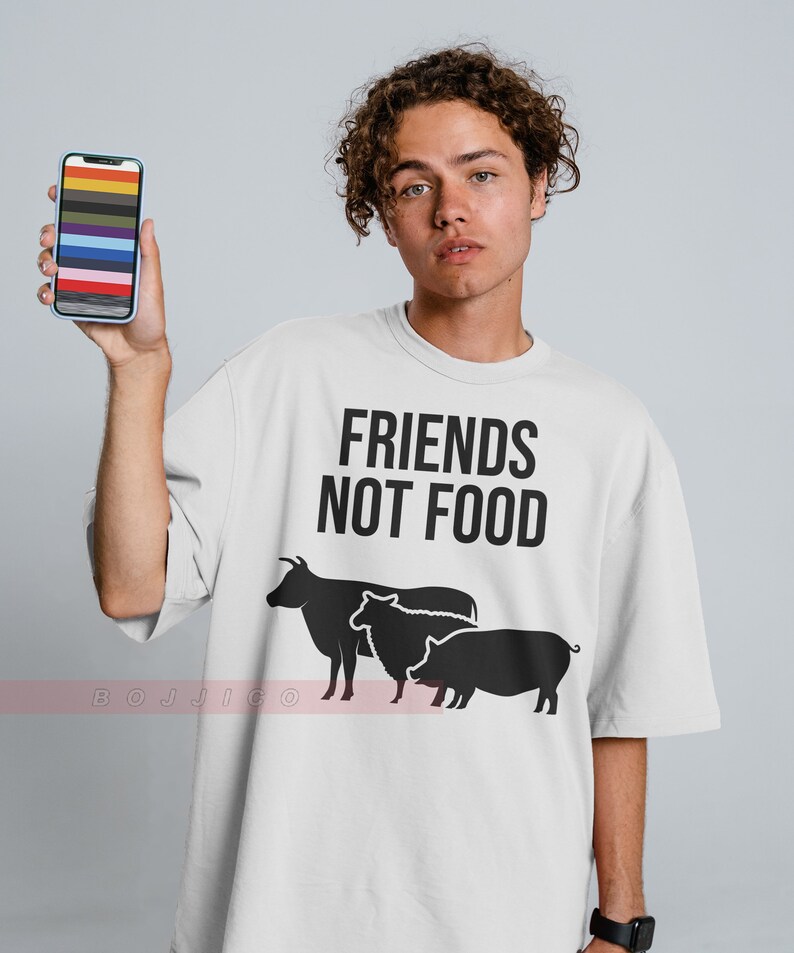 Friends Not Food Vegan T-Shirt - Gift for Animal Lovers and Vegans - Image 3