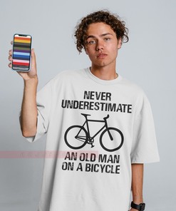 Funny Cycling Gift Tee, Never Underestimate An Old Guy On A Bicycle, Dad or Grandad Present, Father's Day Tshirt, Old Guy Shirt