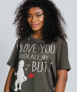 Funny I Love You With All My Butt Unisex Valentine's Tee, Adult Humor Gift for Fans