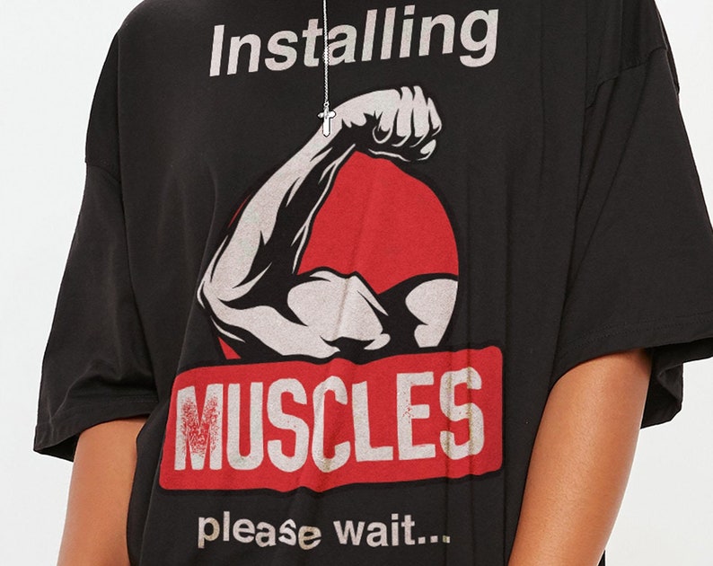 Funny Workout Tee, Muscle Shirt, Installing Muscles Please Wait Unisex Tees, Gym Shirts, Gift For Son, Mens Gift Id, Funny Shirt - Image 2