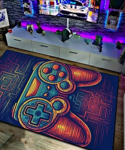 Game Controller Area Rug for Game Room or Bedroom, Teen Boys' Gaming Carpet, Shufflezone Gaming Rug for Boys' Room