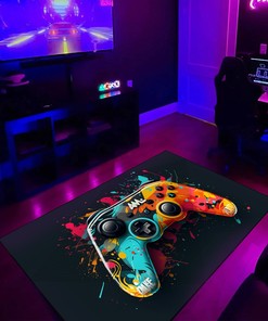 Game Controller Area Rug for Gamer Bedroom - Personalized Gaming Carpet for Teen Boys - Perfect for Game Room
