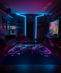 Game Controller Area Rugs for Game Room or Bedroom, Teen Boys' Gaming Carpet, Shufflezone Gaming Rugs for Boys' Room