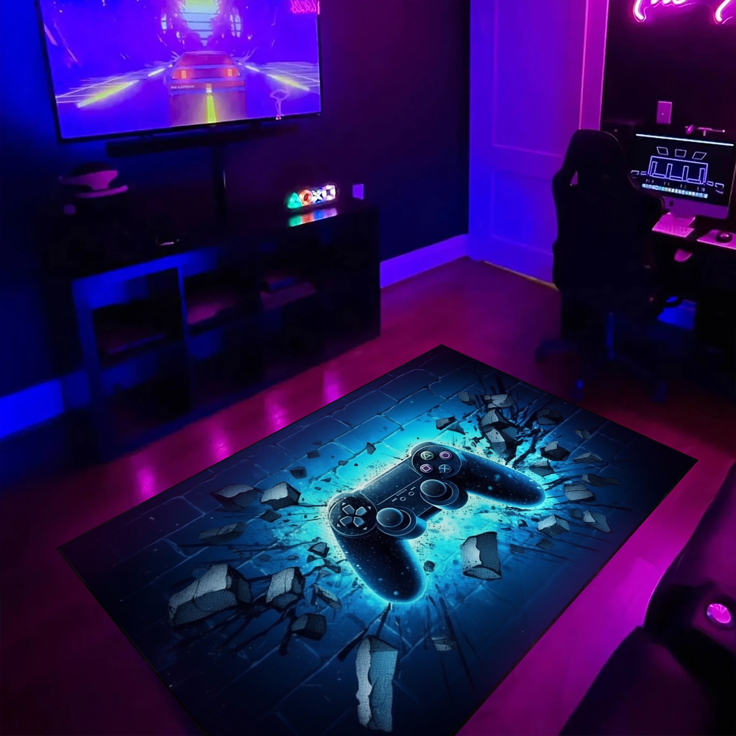 Game Room Area Rugs for Boys Personalizable Gaming Rug for Bedroom or