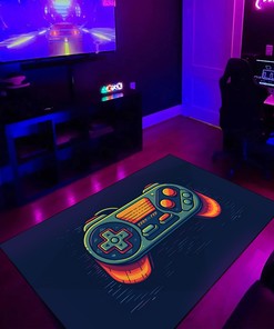 Game Room Carpet with Controller Design - Personalized Area Rug for Teen Boys - Perfect for Game Rooms or Home Decoration M21