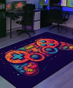 Game Room Carpet with Controller Design - Personalized Area Rug for Teen Boys - Perfect for Game Rooms or Home Decoration M29