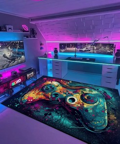 Game Room Carpet with Controller Design - Personalized Area Rug for Teen Boys - Perfect for Game Rooms or Home Decoration M35