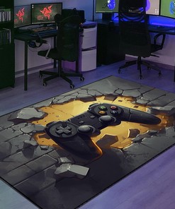 Game Room Themed Area Rug for Boys - Personalized Gift for Kids - 3D Gaming Rug for Bedroom
