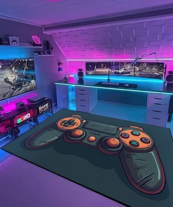 Game Room Themed Area Rug for Teen Boys - Custom Gamer Carpet