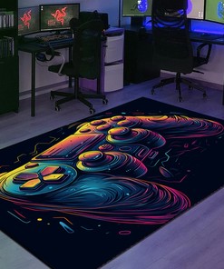 Game Room Themed Area Rug for Teen Boys - Customized Gamer Carpet T06