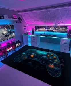 Game Room Themed Area Rugs - Gamer Rug for Bedroom - Personalize with Your Name or Quotes - Gift for Kids