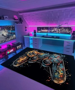Game Room Themed Area Rugs - Personalize with Your Name or Quotes - Suitable for Home Decoration