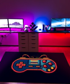 Game Room Themed Area Rugs - Personalized Gaming Rug for Boys Room - Controller Design Carpet in Full Sizes M18