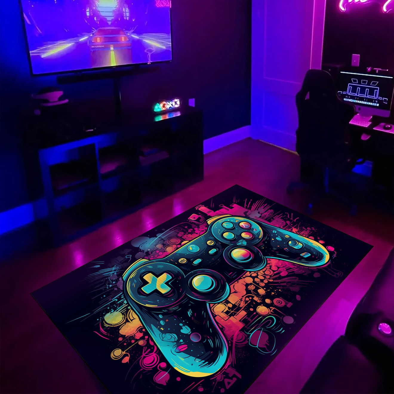 Game Room Themed Area Rugs - Personalized Gaming Rug for Boys Room ...