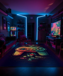 Game Room or Bedroom Gaming Rugs, Teen Boys' Bedroom, Game Controller Design, Full Size