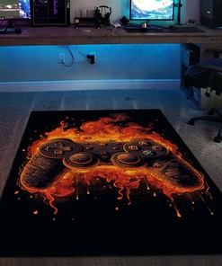 Gamer Rug for Bedroom - Customize with Your Name or Quotes - Game Room Themed Area Rugs