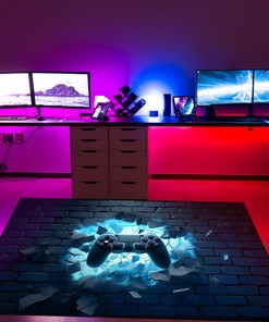 Gamer Rug for Boys Room - Customize with Name or Quote - 3D Game Room Carpet for Bedroom or Living Room