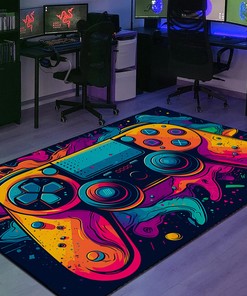 Gamer Rug for Living Room - Personalized Game Controller Area Rug for Teen Boys T72