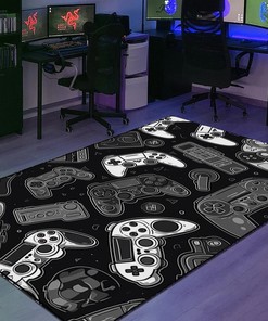 Gaming Rug for Boys Room - Add Name or Quote - 3D Video Game Area Rug for Bedroom or Living Room