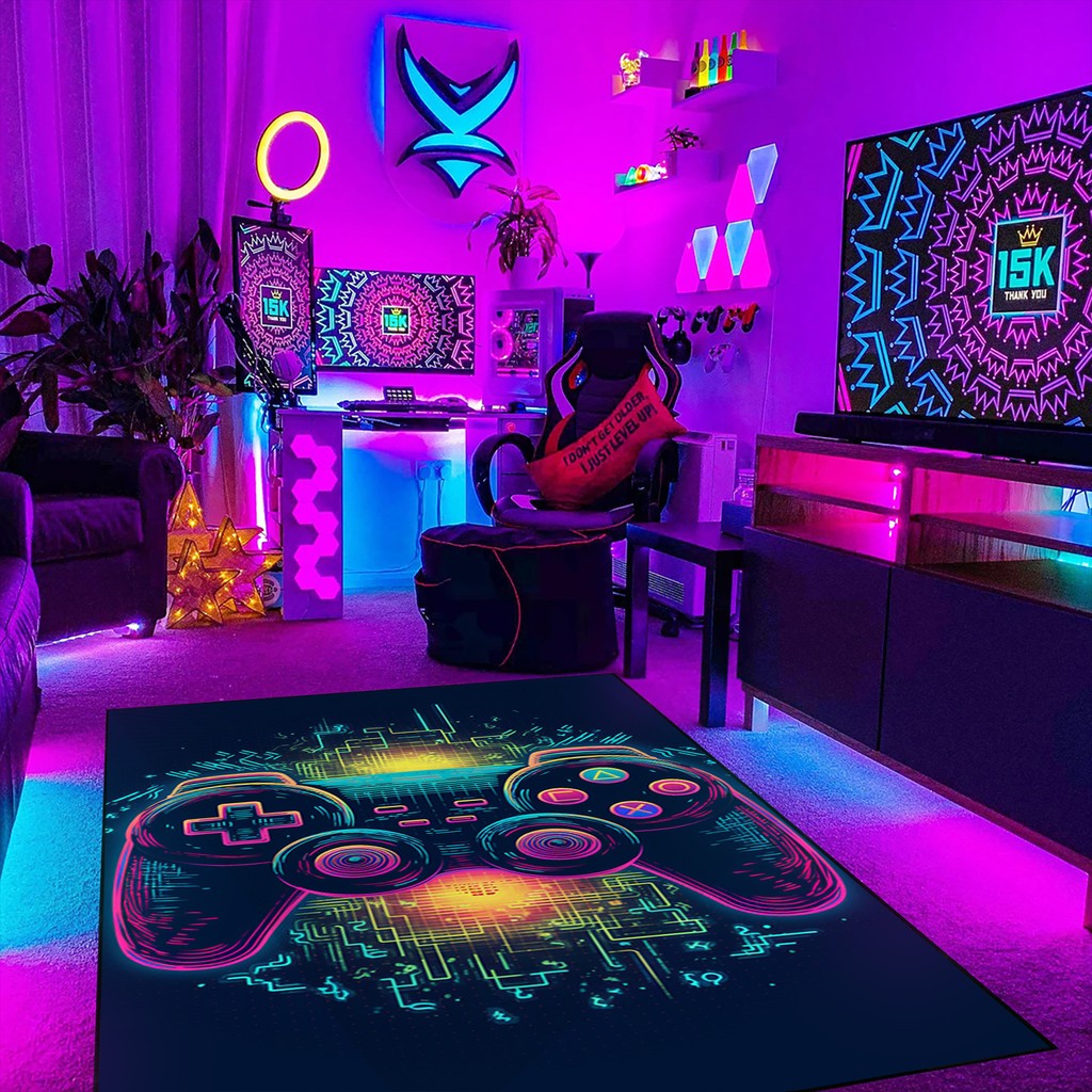 Gaming Rug Full View Gaming Rugs for Gaming Room or Bedroom, Teen Boys' Bedroom, Game ...