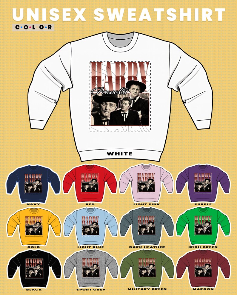 HARRY POWELL Retro Film Sweatshirt, The Night of the Hunter Hoodie with Robert Mitchum Fan Tees and Davis Grubb Novelist - Image 3