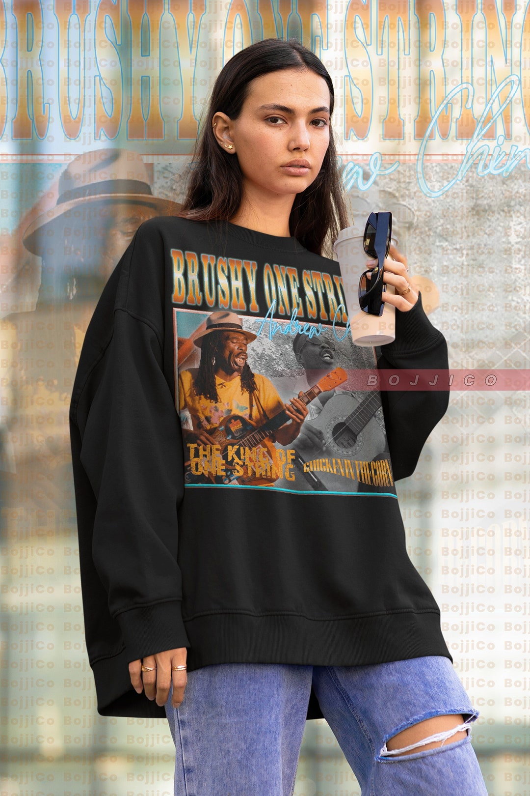 Homage Brushy One String Sweatshirt - Vintage Retro Fan Sweater for Music Lovers