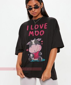 I Love Moo Funny Valentine's Shirt for Couples, Cute Love Tee for Fans