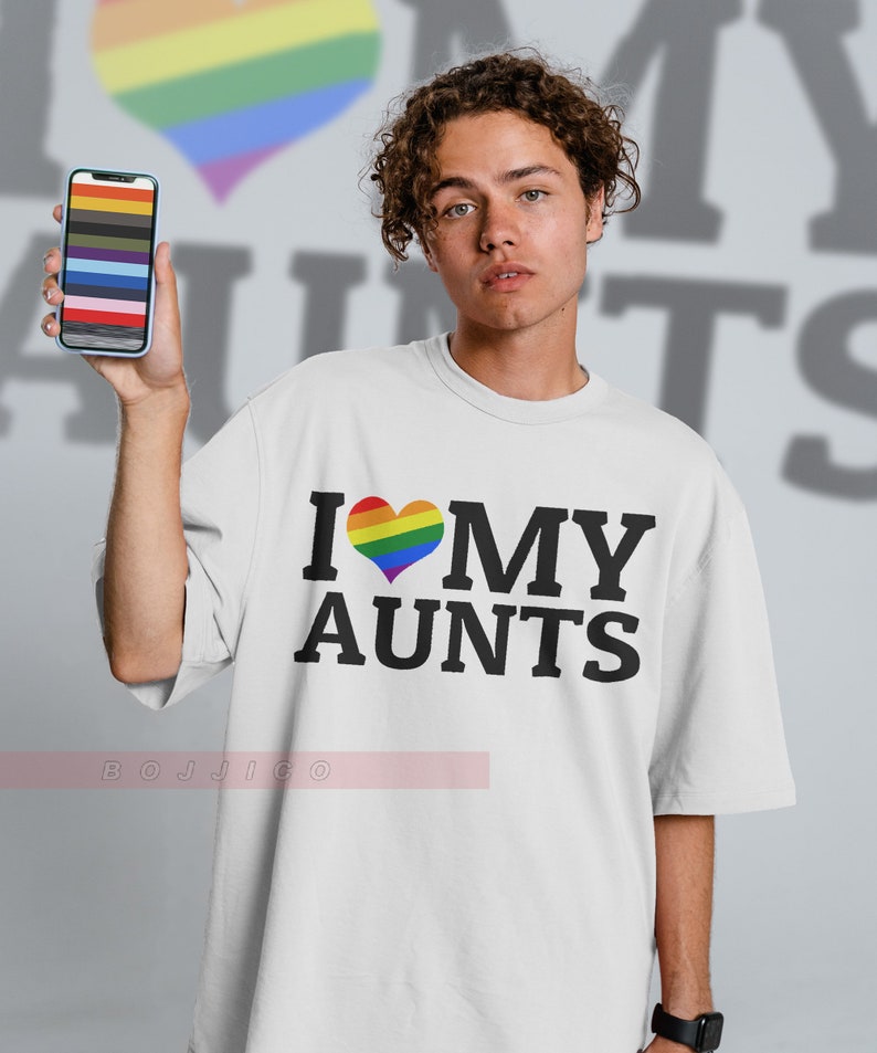 I Love My Aunts LGBT Pride Unisex Tee, Funny Gay Rainbow Shirt for Fans - Image 3