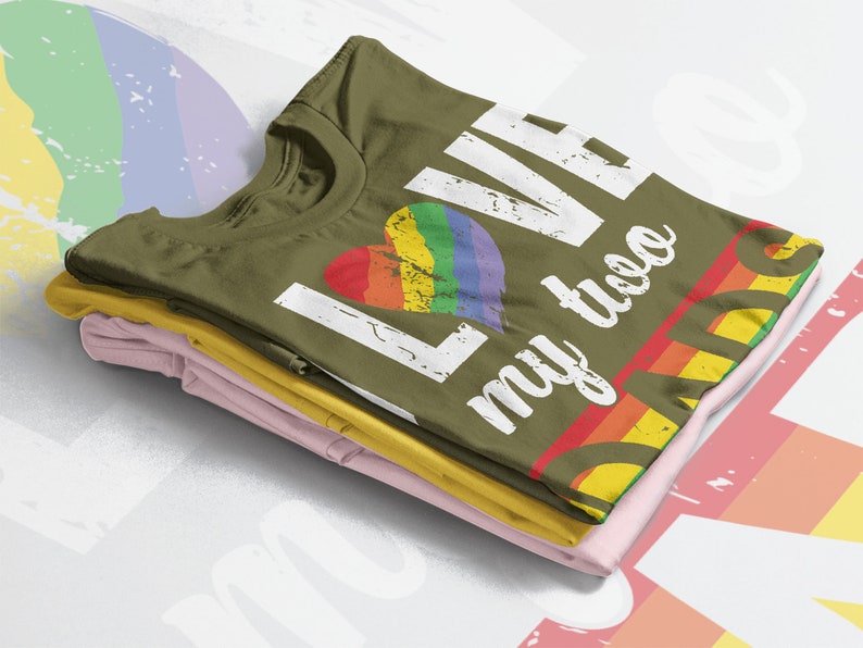 I Love My Two Dads LGBT Pride Unisex Tee, Funny Gay Rainbow Shirt for Fans - Image 4