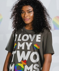 I Love My Two Moms LGBT Pride Unisex Tee, Funny Gay Rainbow Shirt for Fans