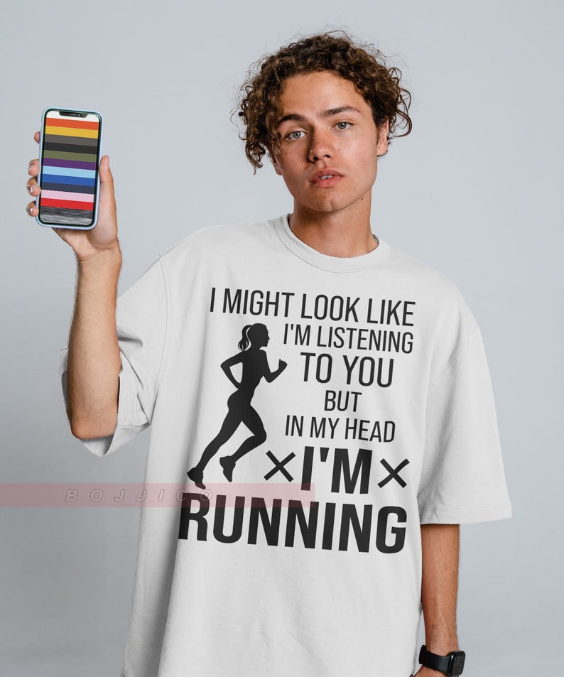 I Might Look Like I'm Listening To You But In My Head I'm Running Women's Running Shirt, Funny Gift for Runners