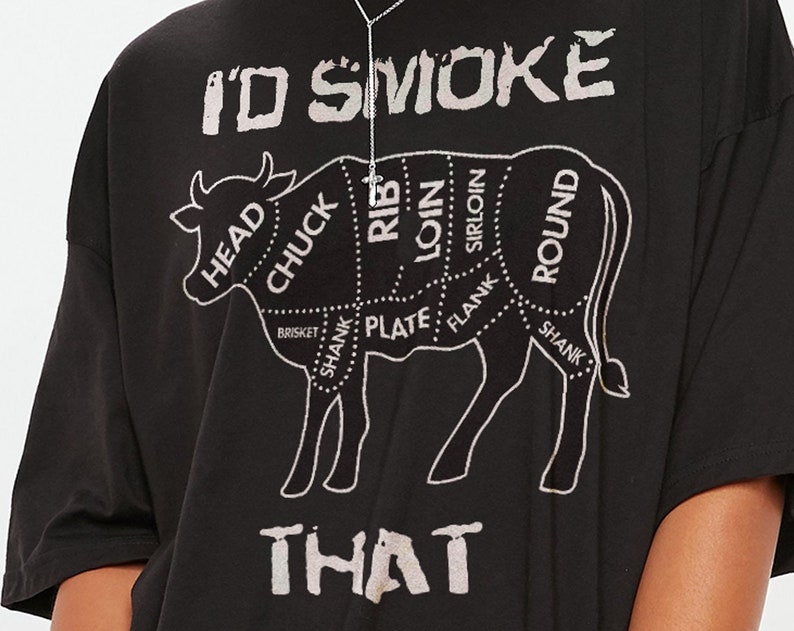 I'd SMOKE THAT Cow Shirt, Funny BBQ Gift, Grilling Graphic Tee - Image 2