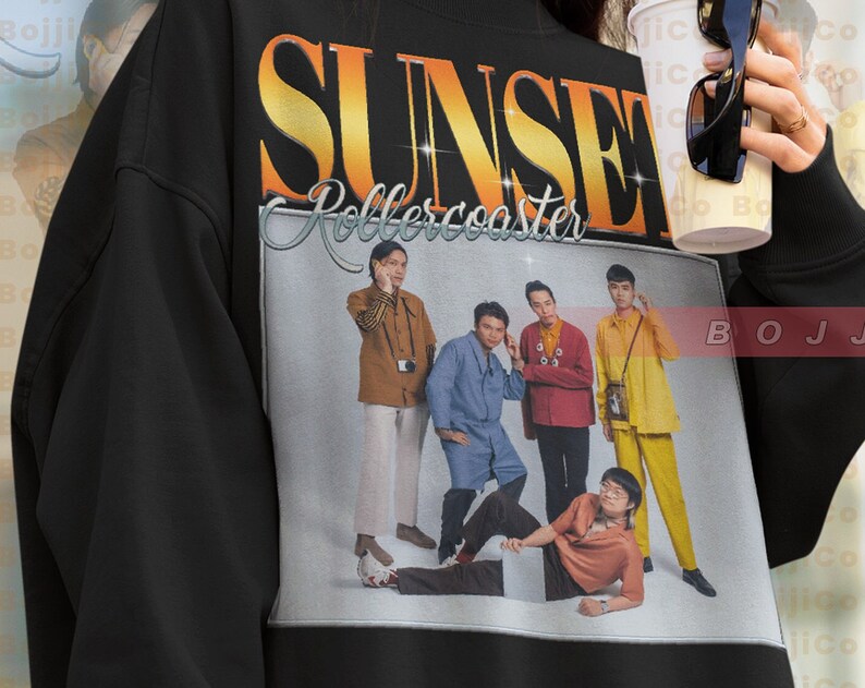 Indie Band Sunset Rollercoaster Sweatshirt, Japanese Lofi Song Sweater, Alternative/Indie Fan Tee - Image 2