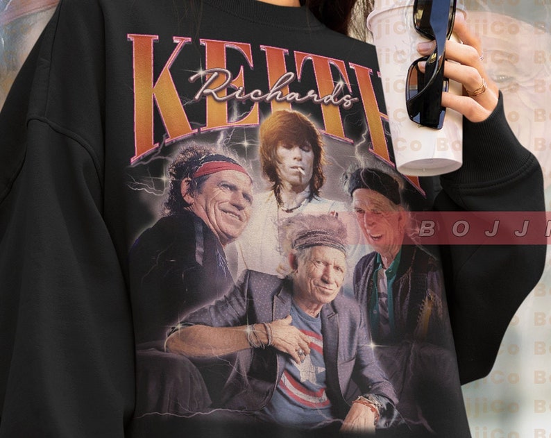 Keith Richards Rock Sweatshirt, Music Sweater, 90s Fan Tees for Guitar Enthusiasts - Image 2
