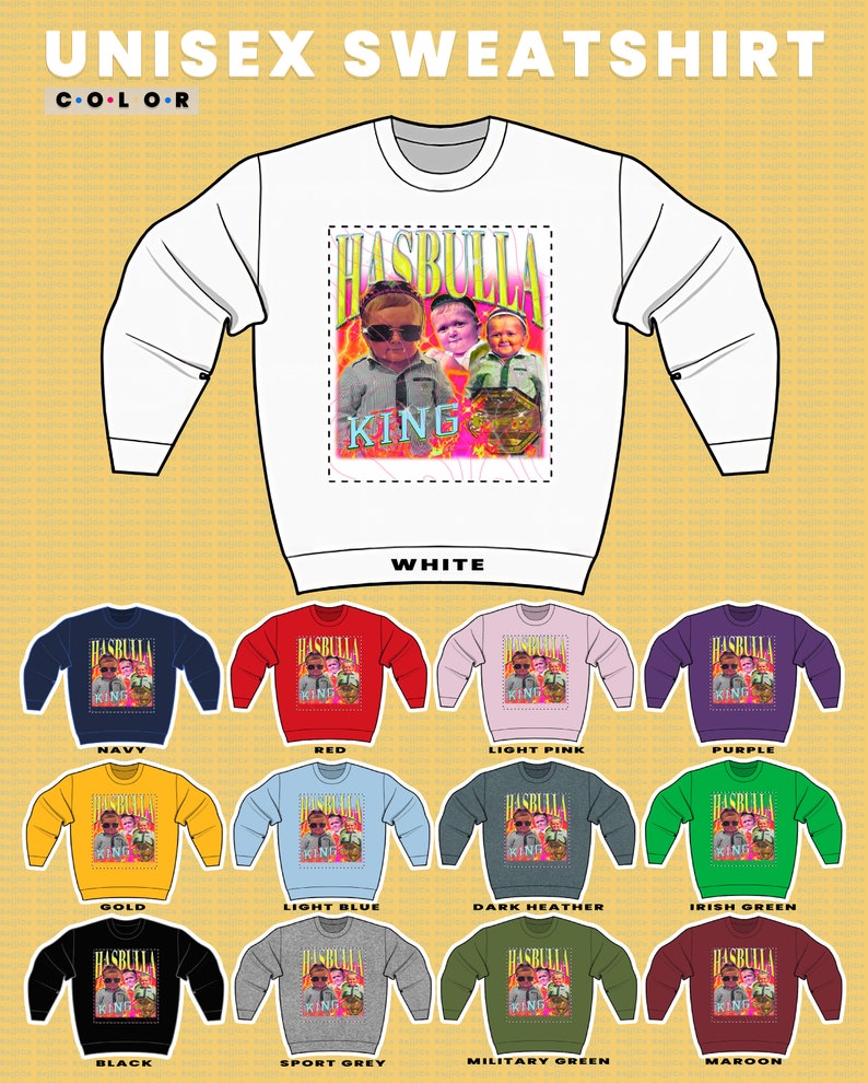 King Hasbulla Boxing Sweatshirt, Abdu Rozik Vs Tee, Hasbulla Homage Shirt, Funny Hasbulla Gift, Meme Apparel, Fan Gift - Image 3