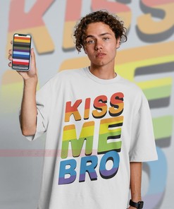 Kiss Me Bro Unisex Pride Tee, Funny LGBT T-Shirt, Rainbow Love Symbol Shirt, Human Rights Apparel, Gift for Fans