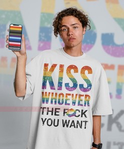Kiss Whoever Unisex LGBTQ+ Tee, LGBT Pride Gift, Rainbow Shirt, Human Rights Apparel, Funny T-Shirt