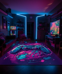 Large Gaming Rugs for Gaming Room, Teen Boys' Bedroom, Game Controller Design, Full Size