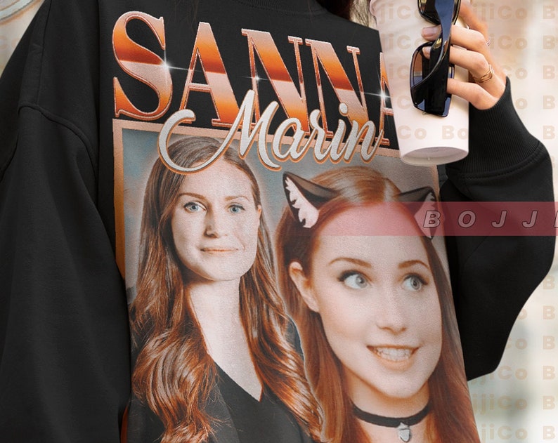 Mirella Marin Sweatshirt, Finland's Youngest Prime Minister Halloween Shirt, Cute Cat Fan Gift - Image 2