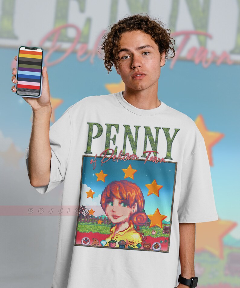Penny STARDW VALLEY Character Tee, Food Spirit Shirt, Farming Harvst Moon Rpg Video Game T-Shirt, Gift for Fans