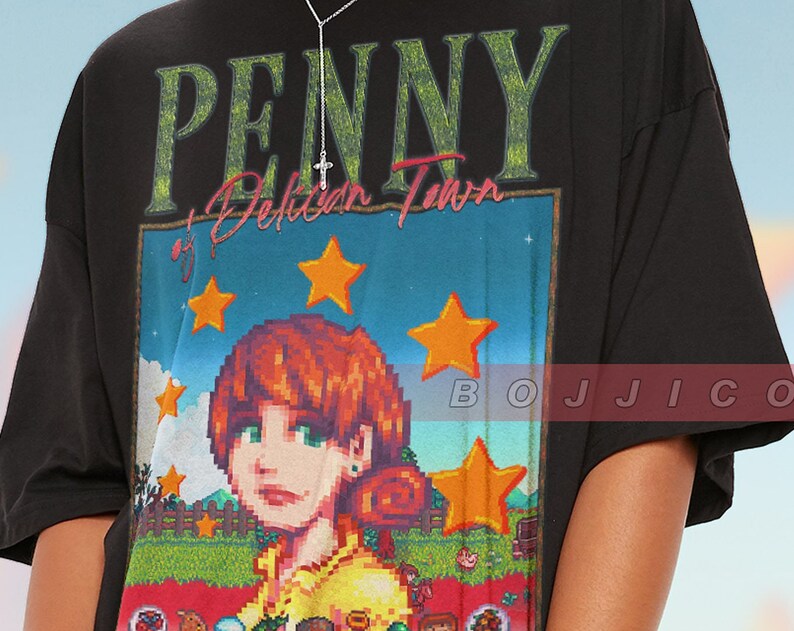 Penny STARDW VALLEY Character Tee, Food Spirit Shirt, Farming Harvst Moon Rpg Video Game T-Shirt, Gift for Fans - Image 2