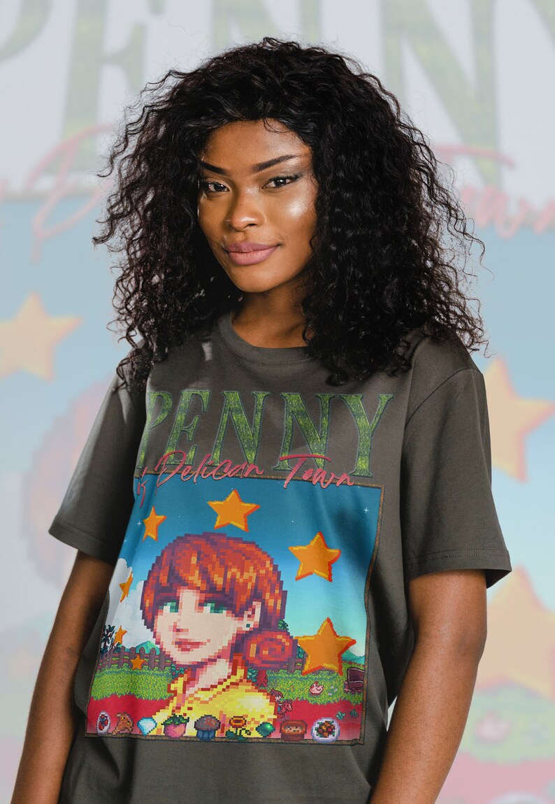 Penny STARDW VALLEY Character Tee, Food Spirit Shirt, Farming Harvst Moon Rpg Video Game T-Shirt, Gift for Fans - Image 4