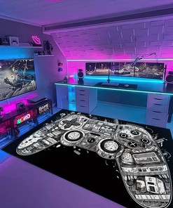 Personalized Area Rug for Kids Room with Game Controller Design