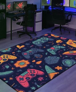 Personalized Game Controller Area Rug for Teen Boys Bedroom - Unique Gamer Gift for Boys