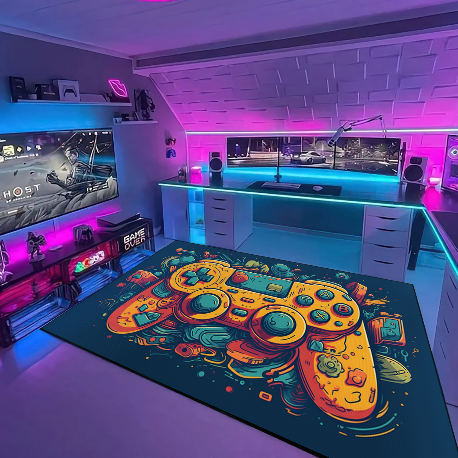 Personalized Game Controller Carpet for Teen Boys Bedroom - Unique Gamer Gift for Boys