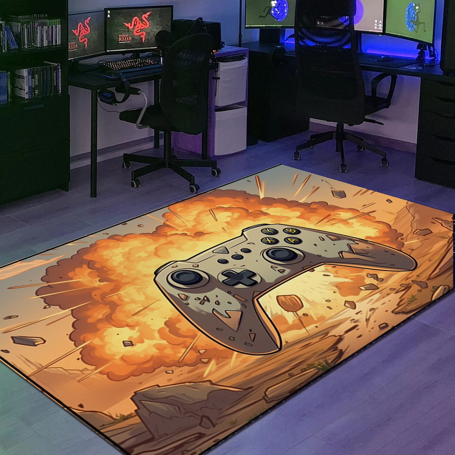 Personalized Game Controller Rug for Boys Bedroom - Unique Gamer Gift for Boys