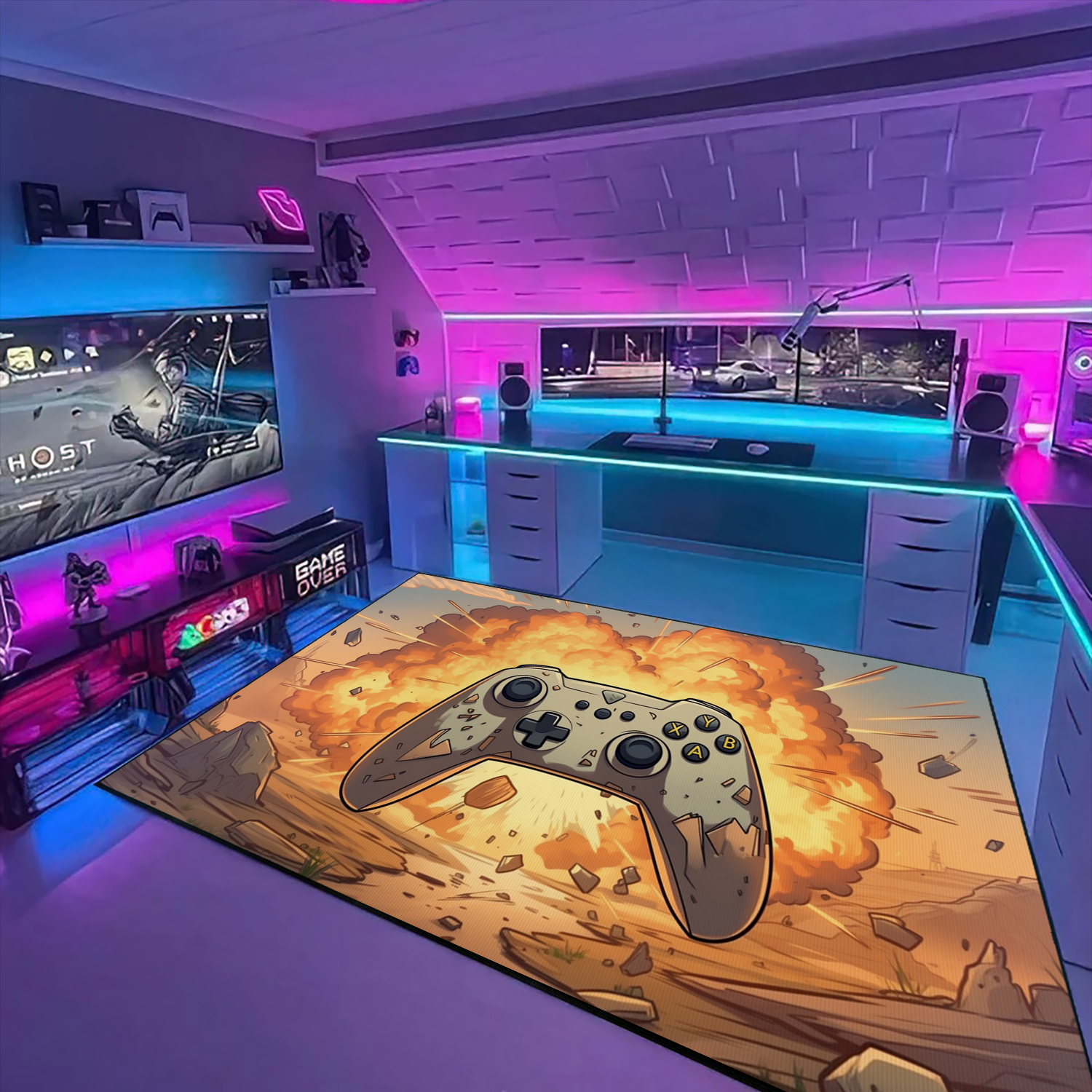 Personalized Game Controller Rug for Boys Bedroom - Unique Gamer Gift for Boys - Image 2