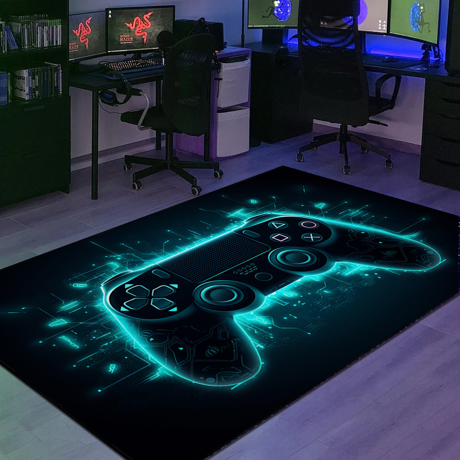 Personalized Game Room Carpet for Gaming Room Decor - Shufflezone Gamer Area Rug T47 - Image 2
