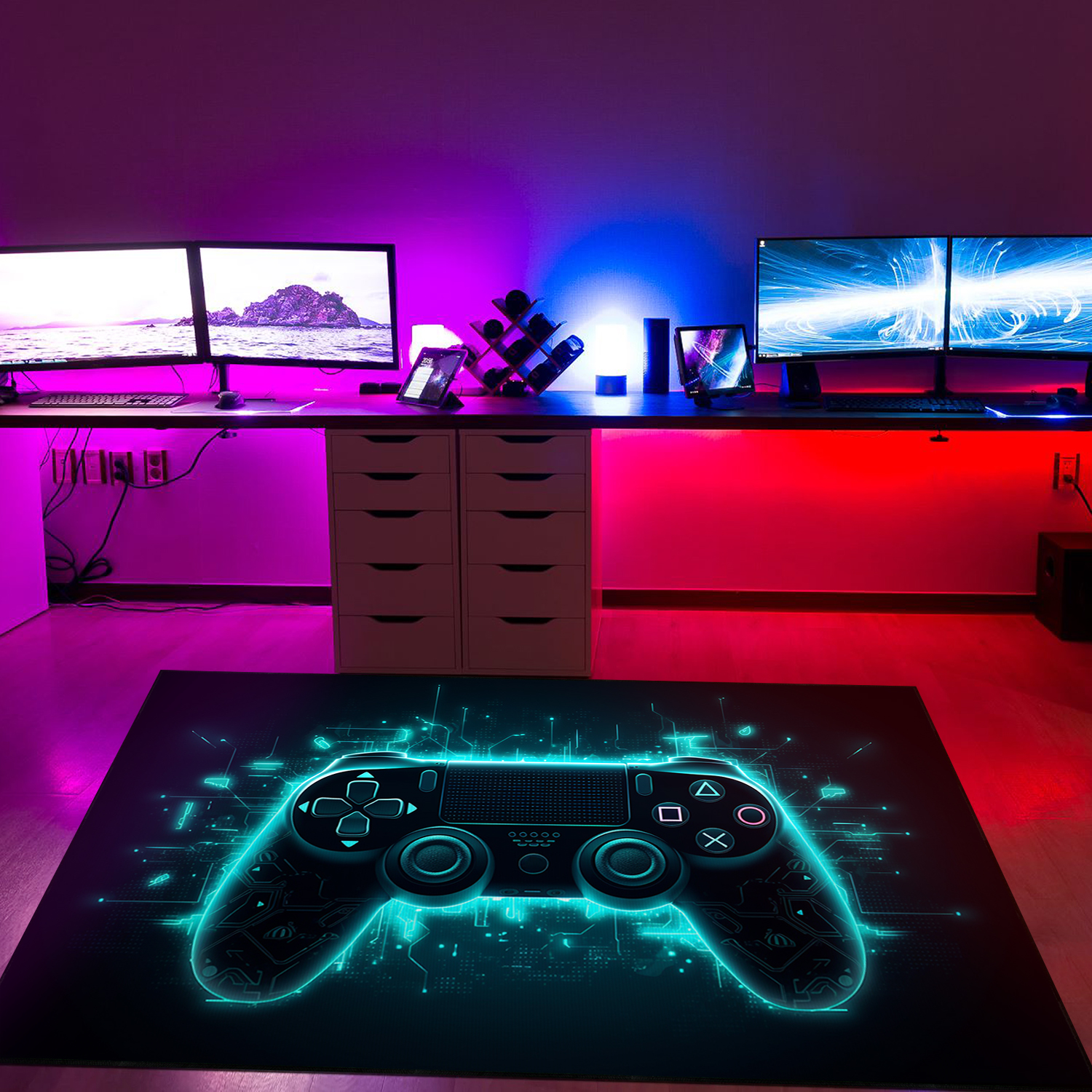 Personalized Game Room Carpet for Gaming Room Decor - Shufflezone Gamer Area Rug T47 - Image 3