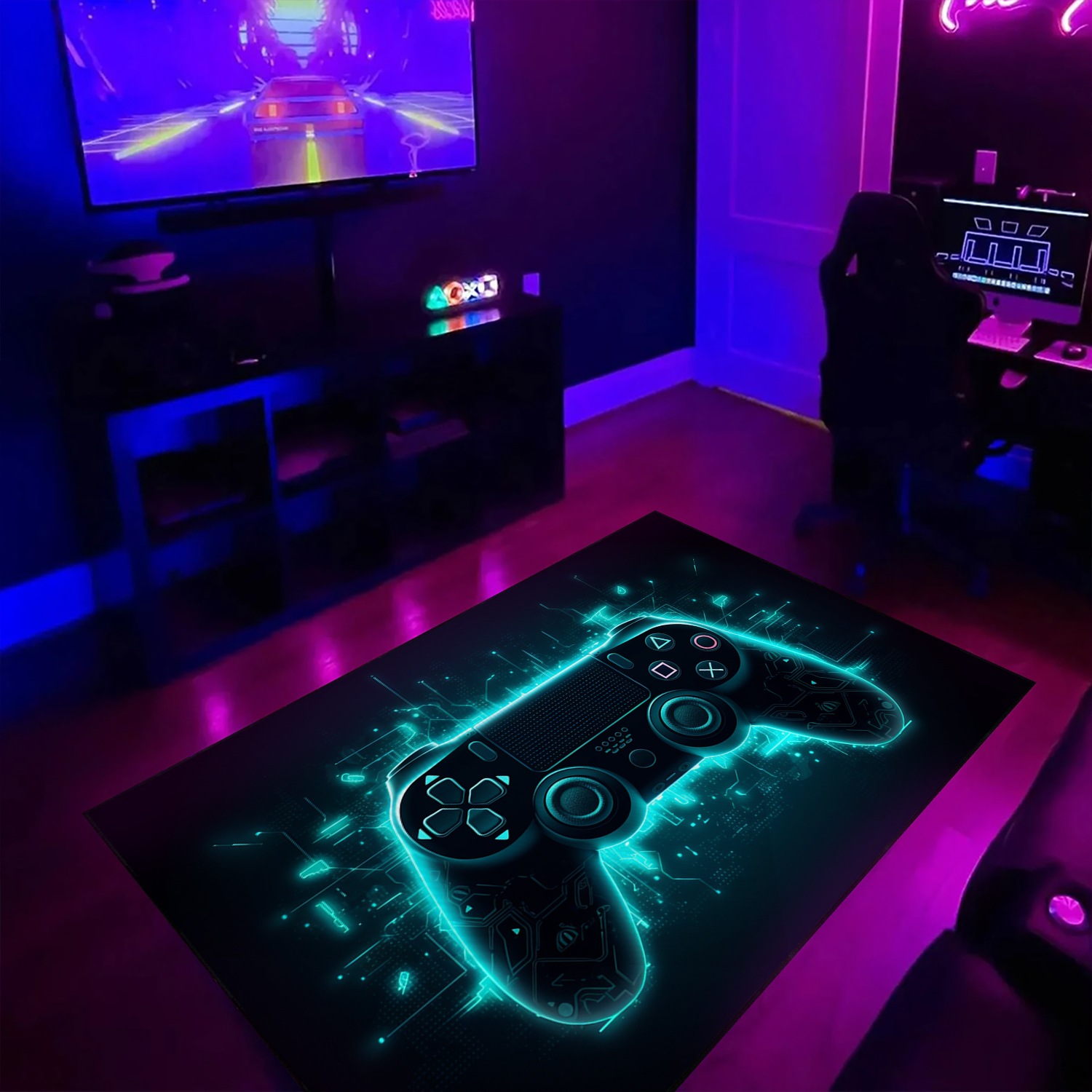 Personalized Game Room Carpet for Gaming Room Decor - Shufflezone Gamer Area Rug T47 - Image 4